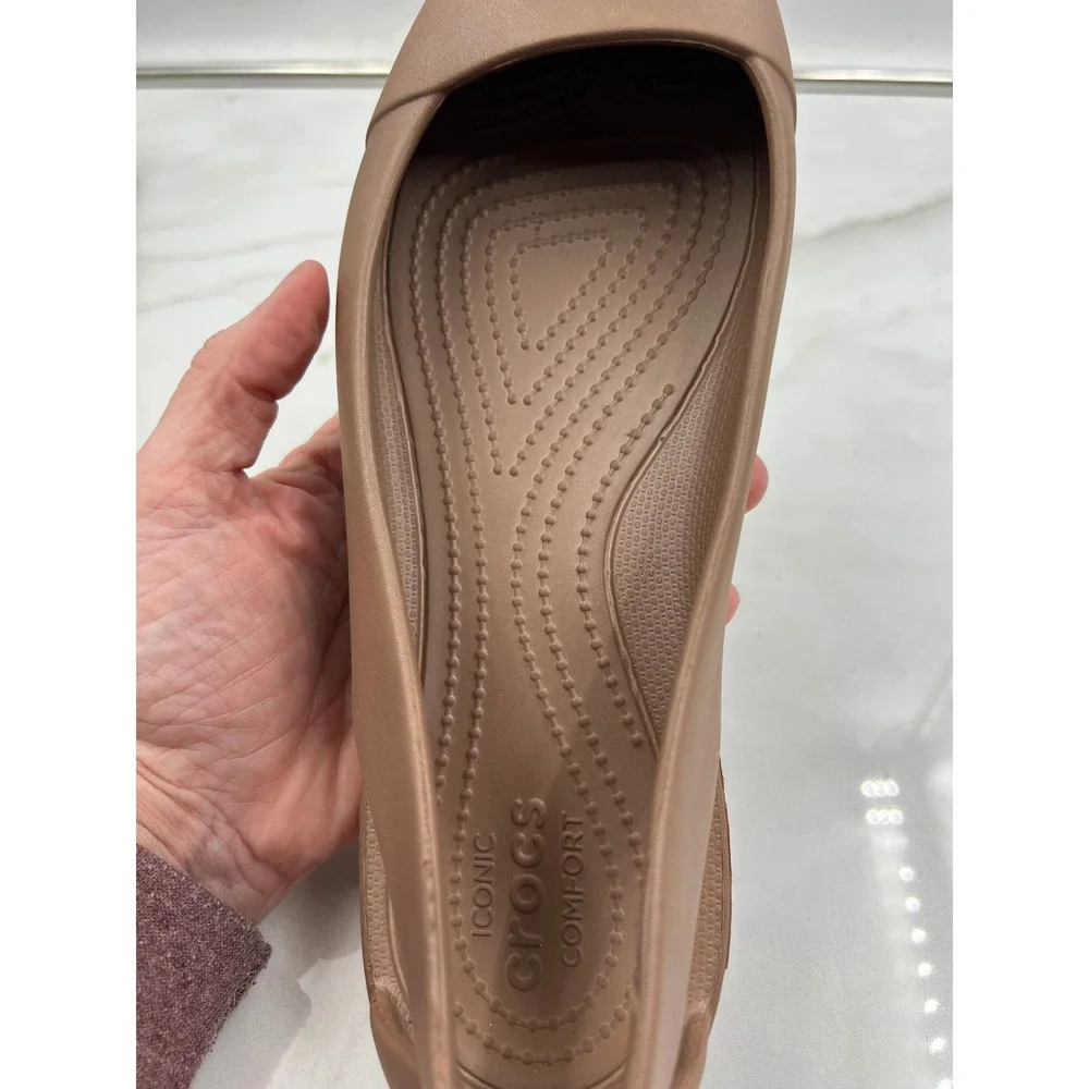 Crocs Sienna Flats Sz 9 Brown Tan Squared Toe Ballet Flats Women 202811 - Picture 8 of 12